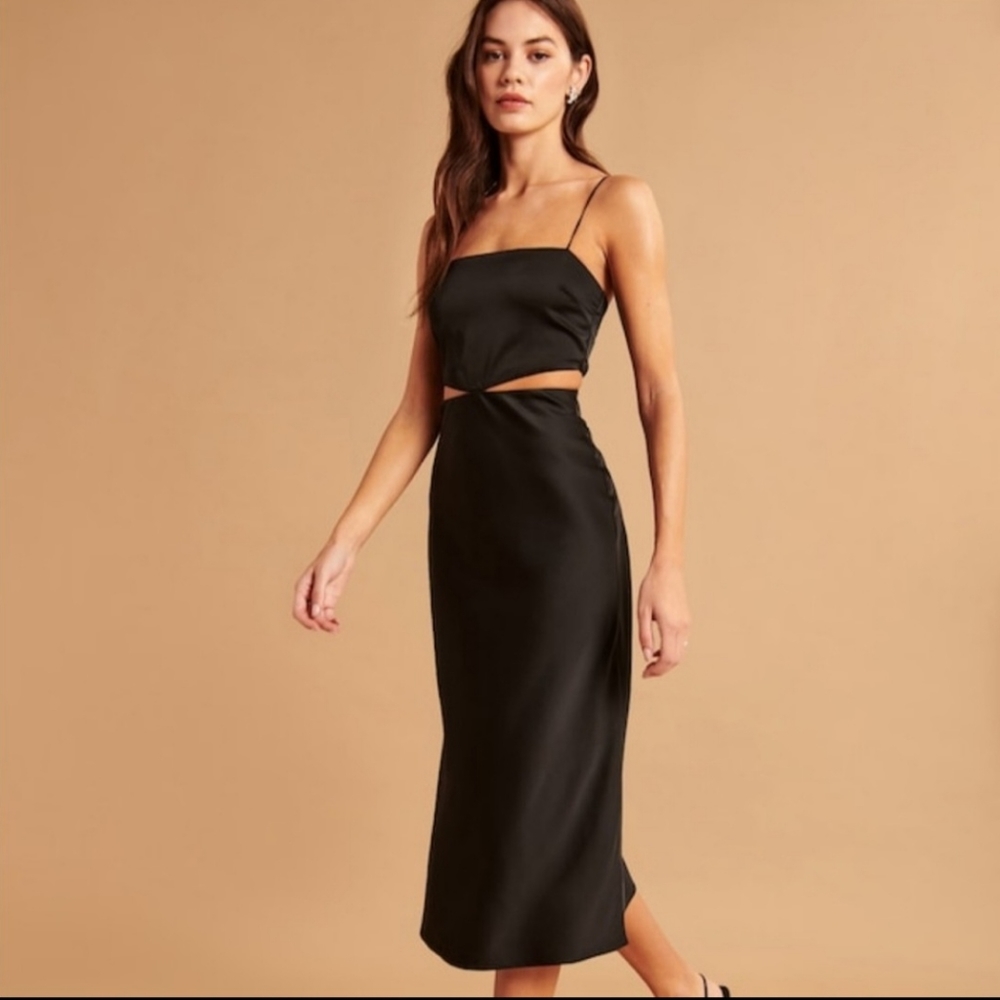 Abercrombie and Fitch Side Cutout Slip Midi Dress XSP